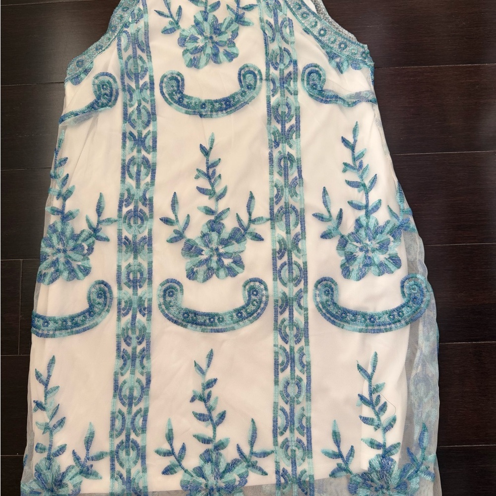 Altar'd State Blue and White Lace Dress